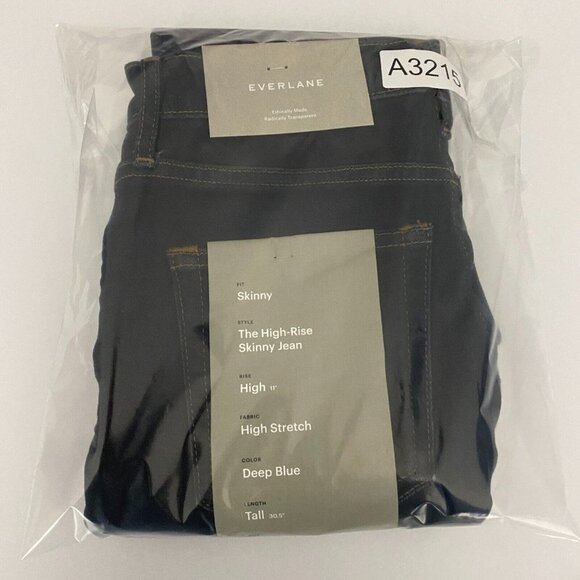 Everlane The High Rise Skinny Jeans Womens 23T 23 Tall Blue Dark Wash Stretch - Picture 12 of 12